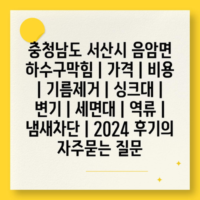 충청남도 서산시 음암면 하수구막힘 | 가격 | 비용 | 기름제거 | 싱크대 | 변기 | 세면대 | 역류 | 냄새차단 | 2024 후기