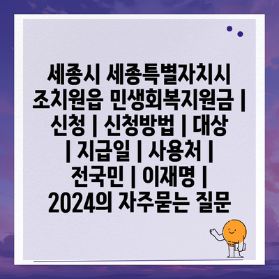 세종시 세종특별자치시 조치원읍 민생회복지원금 | 신청 | 신청방법 | 대상 | 지급일 | 사용처 | 전국민 | 이재명 | 2024