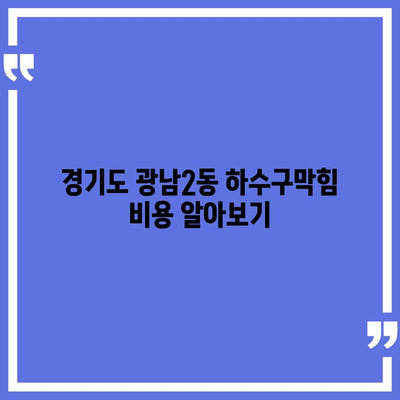 경기도 광주시 광남2동 하수구막힘 | 가격 | 비용 | 기름제거 | 싱크대 | 변기 | 세면대 | 역류 | 냄새차단 | 2024 후기