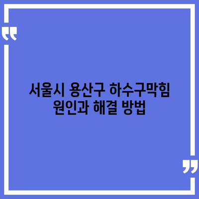 서울시 용산구 한강로동 하수구막힘 | 가격 | 비용 | 기름제거 | 싱크대 | 변기 | 세면대 | 역류 | 냄새차단 | 2024 후기