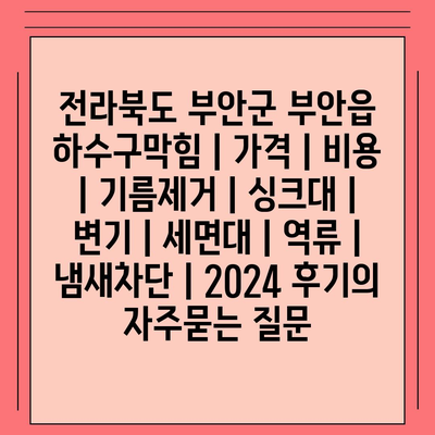 전라북도 부안군 부안읍 하수구막힘 | 가격 | 비용 | 기름제거 | 싱크대 | 변기 | 세면대 | 역류 | 냄새차단 | 2024 후기