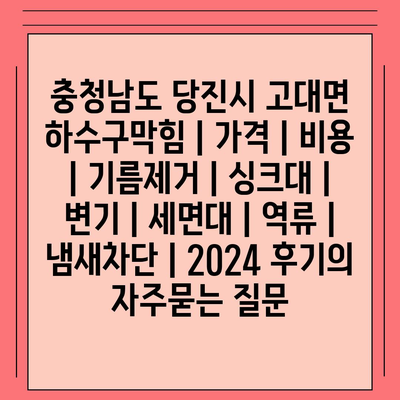 충청남도 당진시 고대면 하수구막힘 | 가격 | 비용 | 기름제거 | 싱크대 | 변기 | 세면대 | 역류 | 냄새차단 | 2024 후기