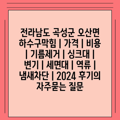 전라남도 곡성군 오산면 하수구막힘 | 가격 | 비용 | 기름제거 | 싱크대 | 변기 | 세면대 | 역류 | 냄새차단 | 2024 후기