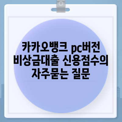 카카오뱅크 pc버전 비상금대출 신용점수