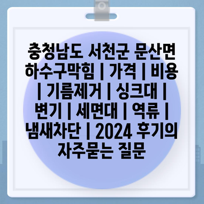 충청남도 서천군 문산면 하수구막힘 | 가격 | 비용 | 기름제거 | 싱크대 | 변기 | 세면대 | 역류 | 냄새차단 | 2024 후기