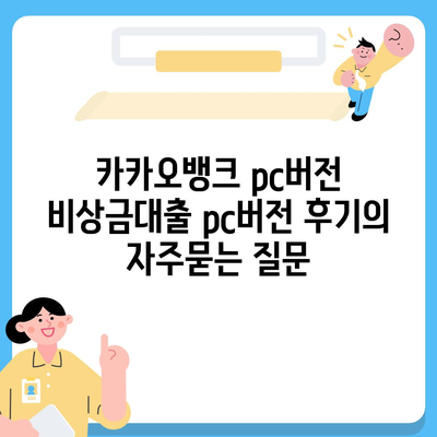 카카오뱅크 pc버전 비상금대출 pc버전 후기