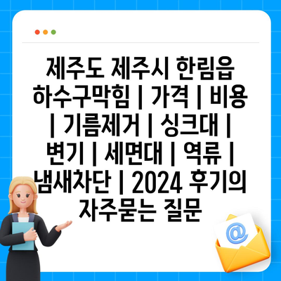 제주도 제주시 한림읍 하수구막힘 | 가격 | 비용 | 기름제거 | 싱크대 | 변기 | 세면대 | 역류 | 냄새차단 | 2024 후기