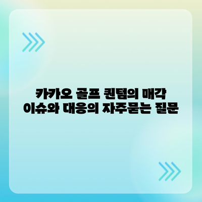 카카오 골프 퀀텀의 매각 이슈와 대응