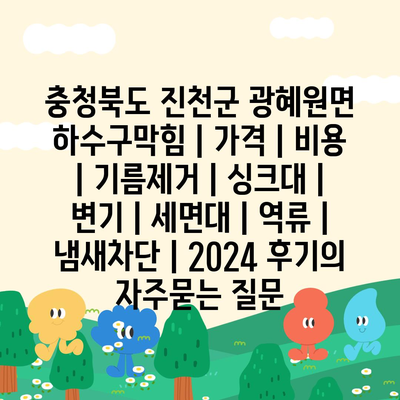 충청북도 진천군 광혜원면 하수구막힘 | 가격 | 비용 | 기름제거 | 싱크대 | 변기 | 세면대 | 역류 | 냄새차단 | 2024 후기