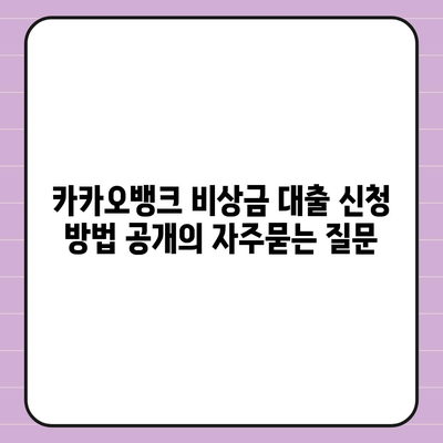 카카오뱅크 비상금 대출 신청 방법 공개