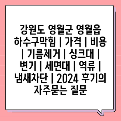 강원도 영월군 영월읍 하수구막힘 | 가격 | 비용 | 기름제거 | 싱크대 | 변기 | 세면대 | 역류 | 냄새차단 | 2024 후기