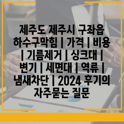 제주도 제주시 구좌읍 하수구막힘 | 가격 | 비용 | 기름제거 | 싱크대 | 변기 | 세면대 | 역류 | 냄새차단 | 2024 후기