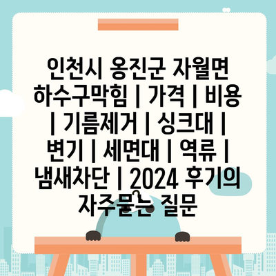 인천시 옹진군 자월면 하수구막힘 | 가격 | 비용 | 기름제거 | 싱크대 | 변기 | 세면대 | 역류 | 냄새차단 | 2024 후기