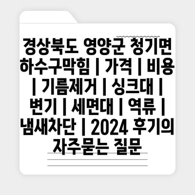 경상북도 영양군 청기면 하수구막힘 | 가격 | 비용 | 기름제거 | 싱크대 | 변기 | 세면대 | 역류 | 냄새차단 | 2024 후기