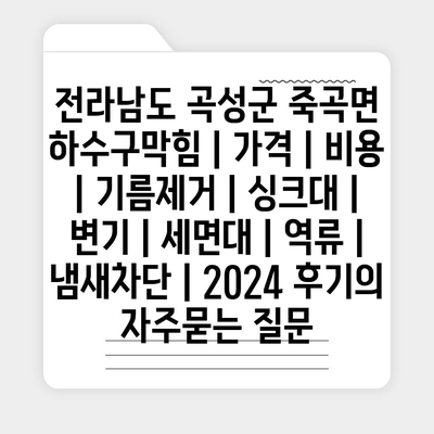 전라남도 곡성군 죽곡면 하수구막힘 | 가격 | 비용 | 기름제거 | 싱크대 | 변기 | 세면대 | 역류 | 냄새차단 | 2024 후기