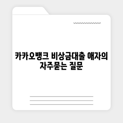 카카오뱅크 비상금대출 애자