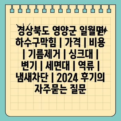 경상북도 영양군 일월면 하수구막힘 | 가격 | 비용 | 기름제거 | 싱크대 | 변기 | 세면대 | 역류 | 냄새차단 | 2024 후기