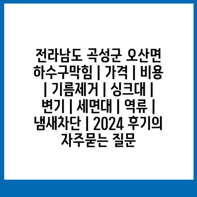 전라남도 곡성군 오산면 하수구막힘 | 가격 | 비용 | 기름제거 | 싱크대 | 변기 | 세면대 | 역류 | 냄새차단 | 2024 후기