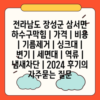 전라남도 장성군 삼서면 하수구막힘 | 가격 | 비용 | 기름제거 | 싱크대 | 변기 | 세면대 | 역류 | 냄새차단 | 2024 후기