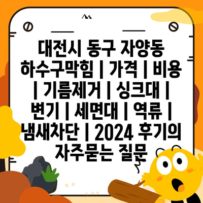 대전시 동구 자양동 하수구막힘 | 가격 | 비용 | 기름제거 | 싱크대 | 변기 | 세면대 | 역류 | 냄새차단 | 2024 후기