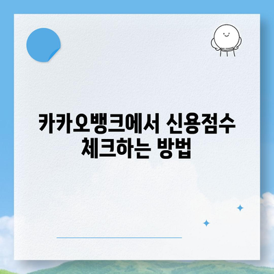 카카오뱅크 비상금대출 신용점수