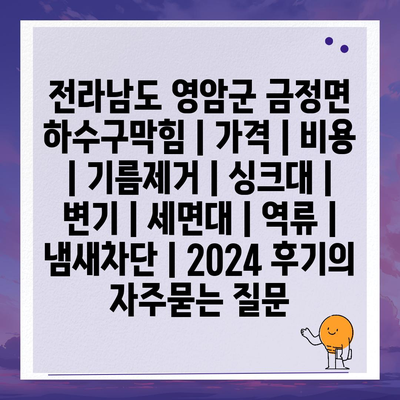 전라남도 영암군 금정면 하수구막힘 | 가격 | 비용 | 기름제거 | 싱크대 | 변기 | 세면대 | 역류 | 냄새차단 | 2024 후기