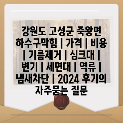 강원도 고성군 죽왕면 하수구막힘 | 가격 | 비용 | 기름제거 | 싱크대 | 변기 | 세면대 | 역류 | 냄새차단 | 2024 후기