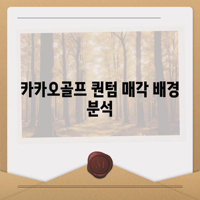 카카오골프 퀀텀 매각 이슈 및 대응