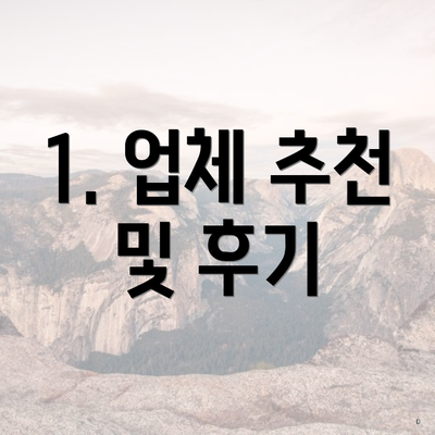 1. 업체 추천 및 후기