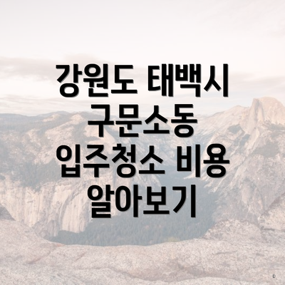 강원도 태백시 구문소동 입주청소 비용 알아보기