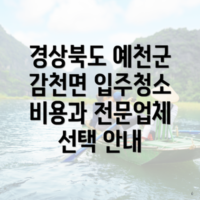 경상북도 예천군 감천면 입주청소 비용과 전문업체 선택 안내