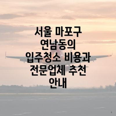 서울 마포구 연남동의 입주청소 비용과 전문업체 추천 안내