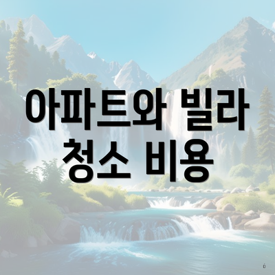 아파트와 빌라 청소 비용