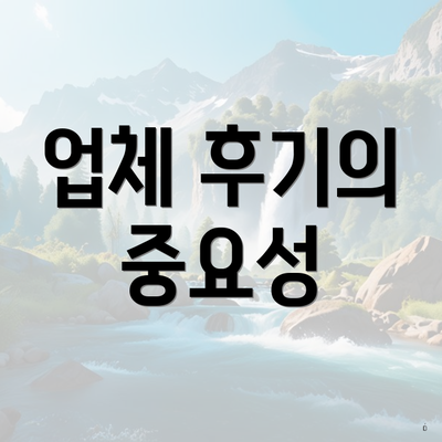 업체 후기의 중요성