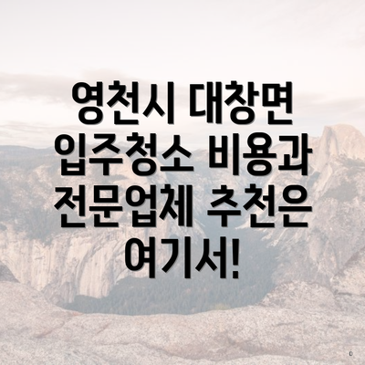 영천시 대창면 입주청소 비용과 전문업체 추천은 여기서!