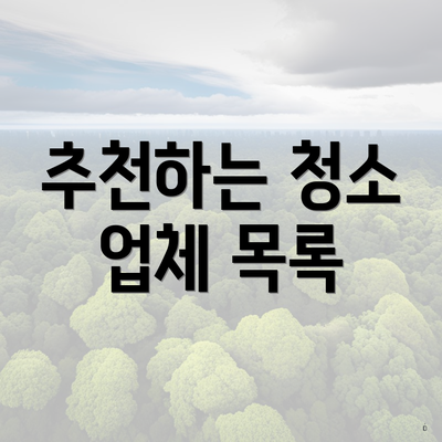 추천하는 청소 업체 목록