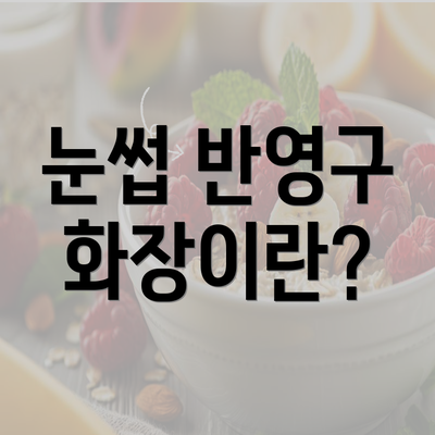 눈썹 반영구 화장이란?