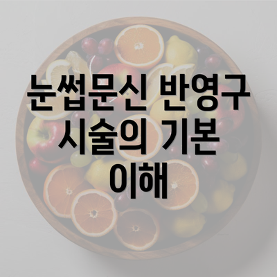 눈썹문신 반영구 시술의 기본 이해