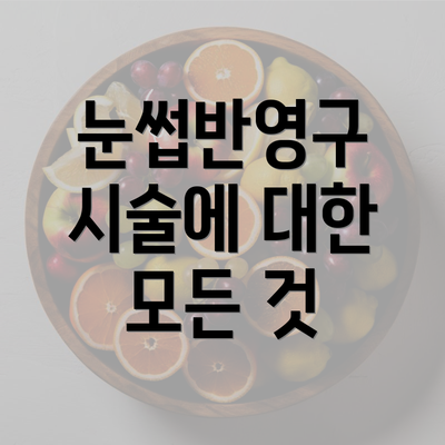 눈썹반영구 시술에 대한 모든 것