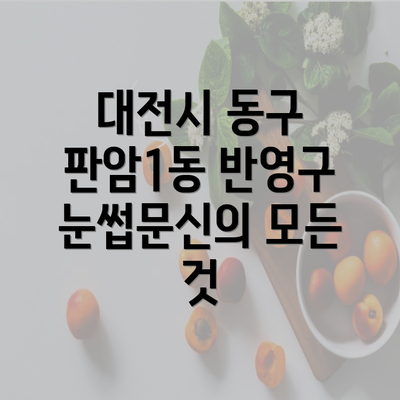 대전시 동구 판암1동 반영구 눈썹문신의 모든 것