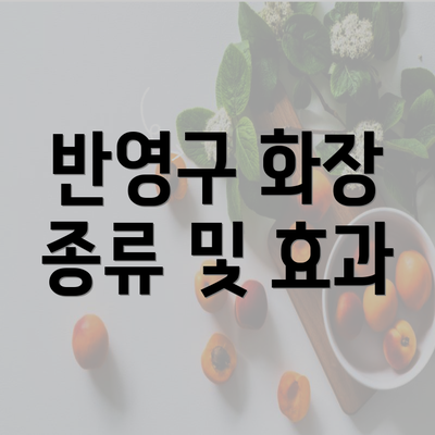 반영구 화장 종류 및 효과