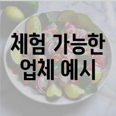 체험 가능한 업체 예시