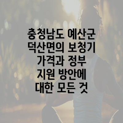 충청남도 예산군 덕산면의 보청기 가격과 정부 지원 방안에 대한 모든 것