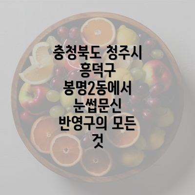 충청북도 청주시 흥덕구 봉명2동에서 눈썹문신 반영구의 모든 것