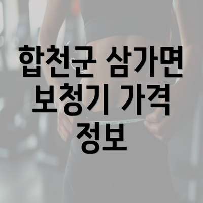 합천군 삼가면 보청기 가격 정보