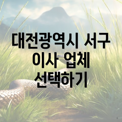 대전광역시 서구 이사 업체 선택하기