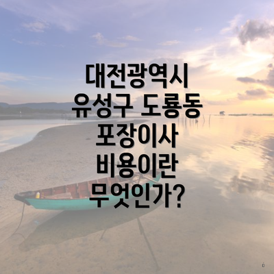 대전광역시 유성구 도룡동 포장이사 비용이란 무엇인가?