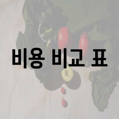 비용 비교 표