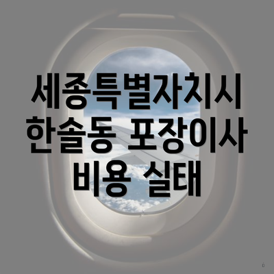 세종특별자치시 한솔동 포장이사 비용 실태