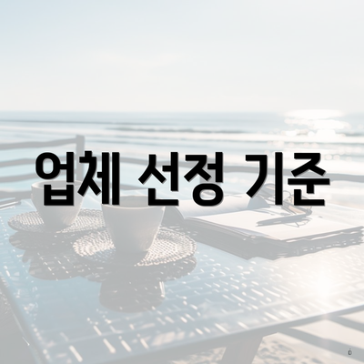 업체 선정 기준